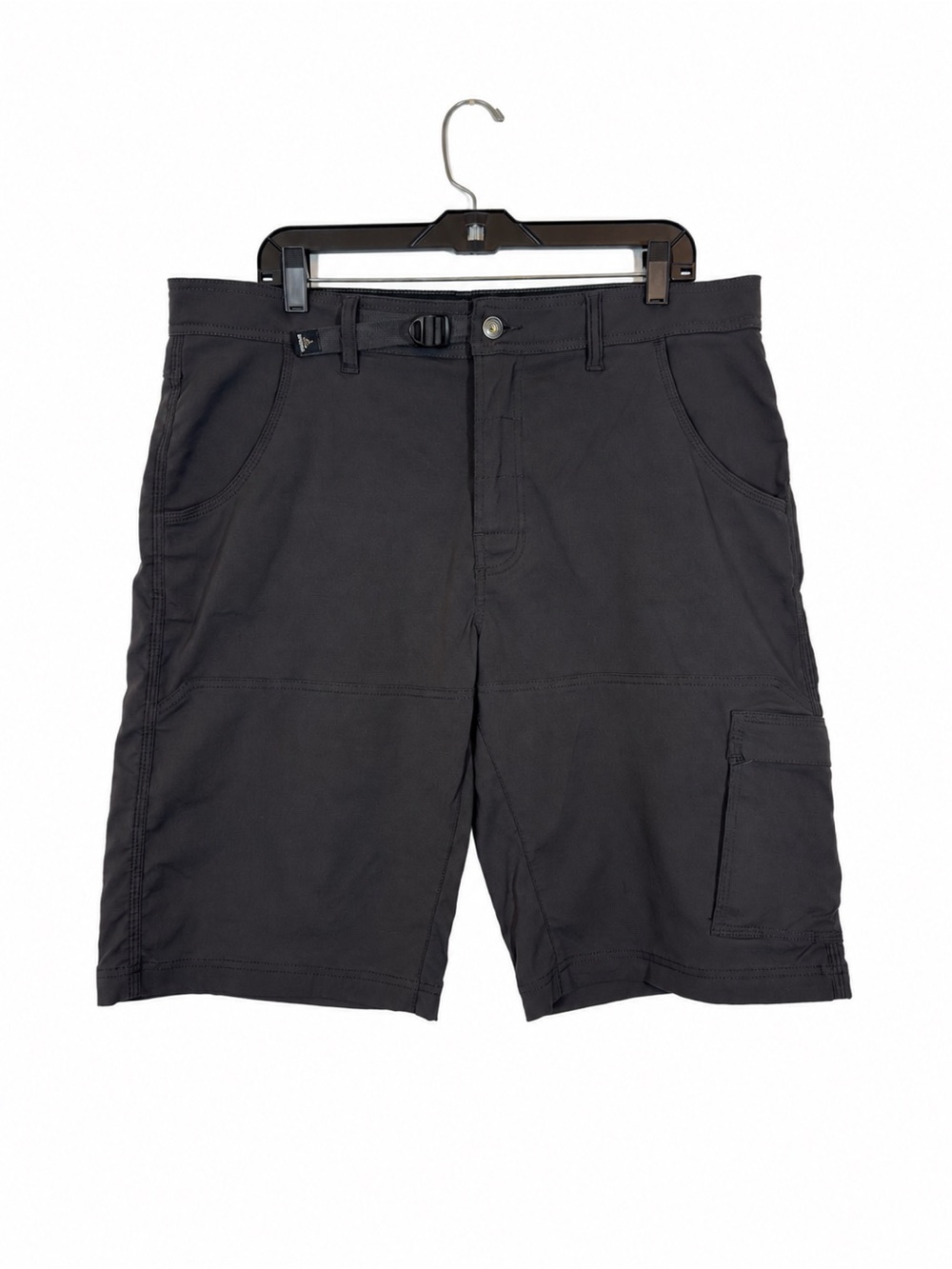 prAna Men's Belted Stretch Zion Shorts 36Wx12L Gray Gorpcore Outdoor Hiking UPF